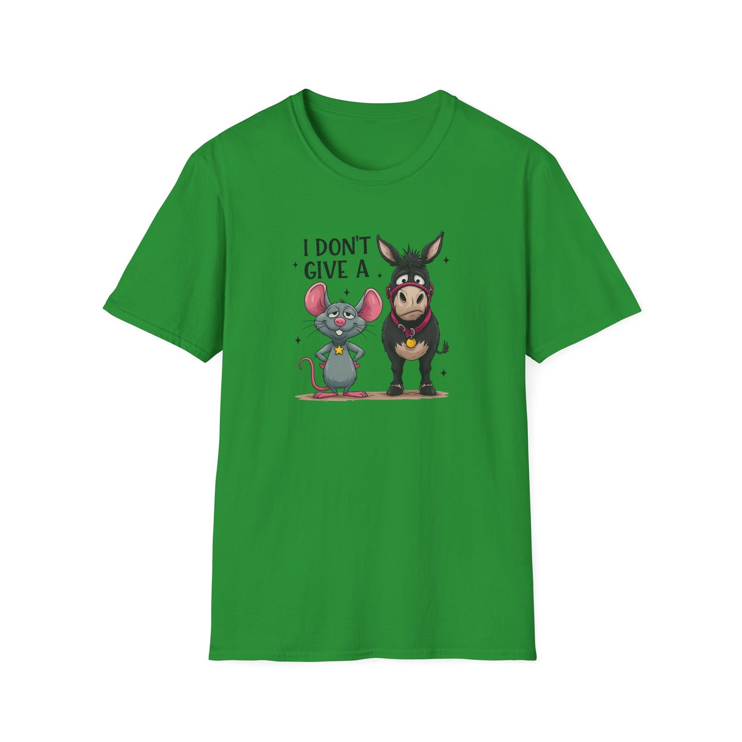 I Don't Give A... Funny Mouse & Donkey T-Shirt Cute Sarcastic Tee | Unisex Casual Humor Shirt