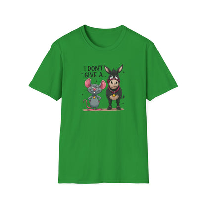 I Don't Give A... Funny Mouse & Donkey T-Shirt Cute Sarcastic Tee | Unisex Casual Humor Shirt