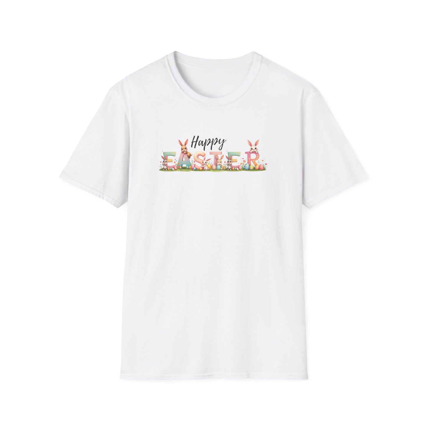 Happy Easter Bunny Shirt | Cute Easter Bunny Tee | Spring Holiday Shirt | Easter Gift for Women Mom Teacher | Pastel Easter Graphic Tee