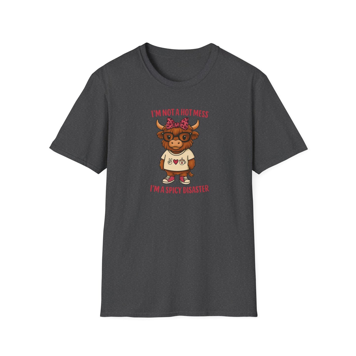 Spicy Disaster Highland Cow Tee – Funny Graphic Shirt for Sassy Souls