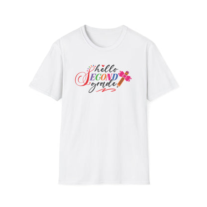Hello Grade Teacher Shirts | Retro Back to School Graphic Tees | Preschool, Pre-K, Kindergarten, First, Second & Third Grade Teacher Shirt | Gildan 64000 Softstyle Tee