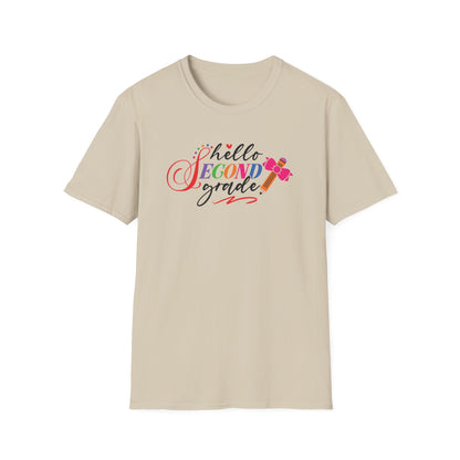 Hello Grade Teacher Shirts | Retro Back to School Graphic Tees | Preschool, Pre-K, Kindergarten, First, Second & Third Grade Teacher Shirt | Gildan 64000 Softstyle Tee