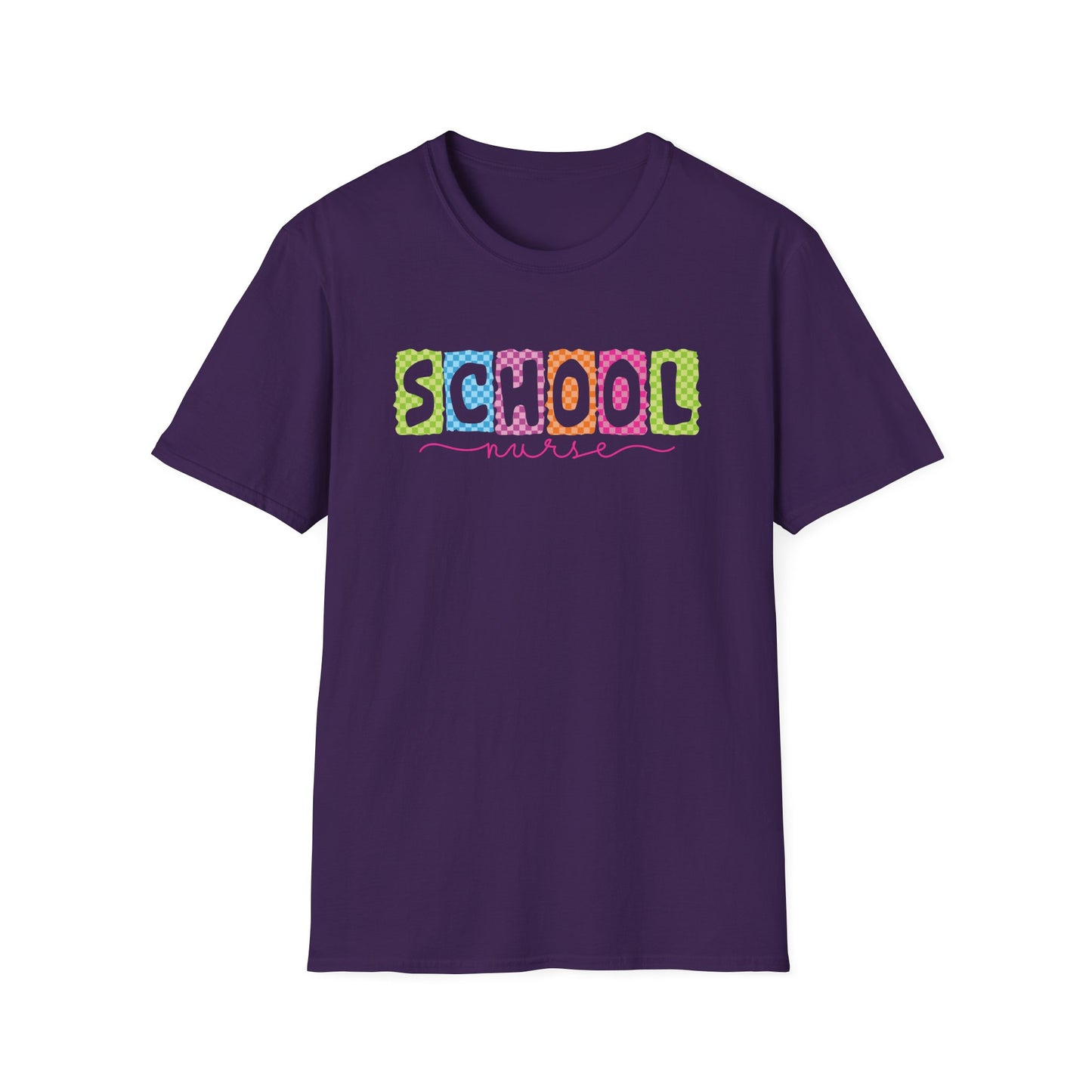 School Nurse T-Shirt — Colorful Block Letters Design