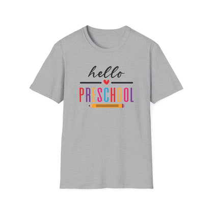 Hello Grade Teacher Shirts | Retro Back to School Graphic Tees | Preschool, Pre-K, Kindergarten, First, Second & Third Grade Teacher Shirt | Gildan 64000 Softstyle Tee