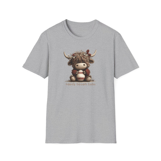 Udderly Adorable Easter Highland Cow Shirt, Cute Cow Easter T-Shirt, Spring Farm Animal Tee, Easter Gift for Women, Country Western Cow Lover
