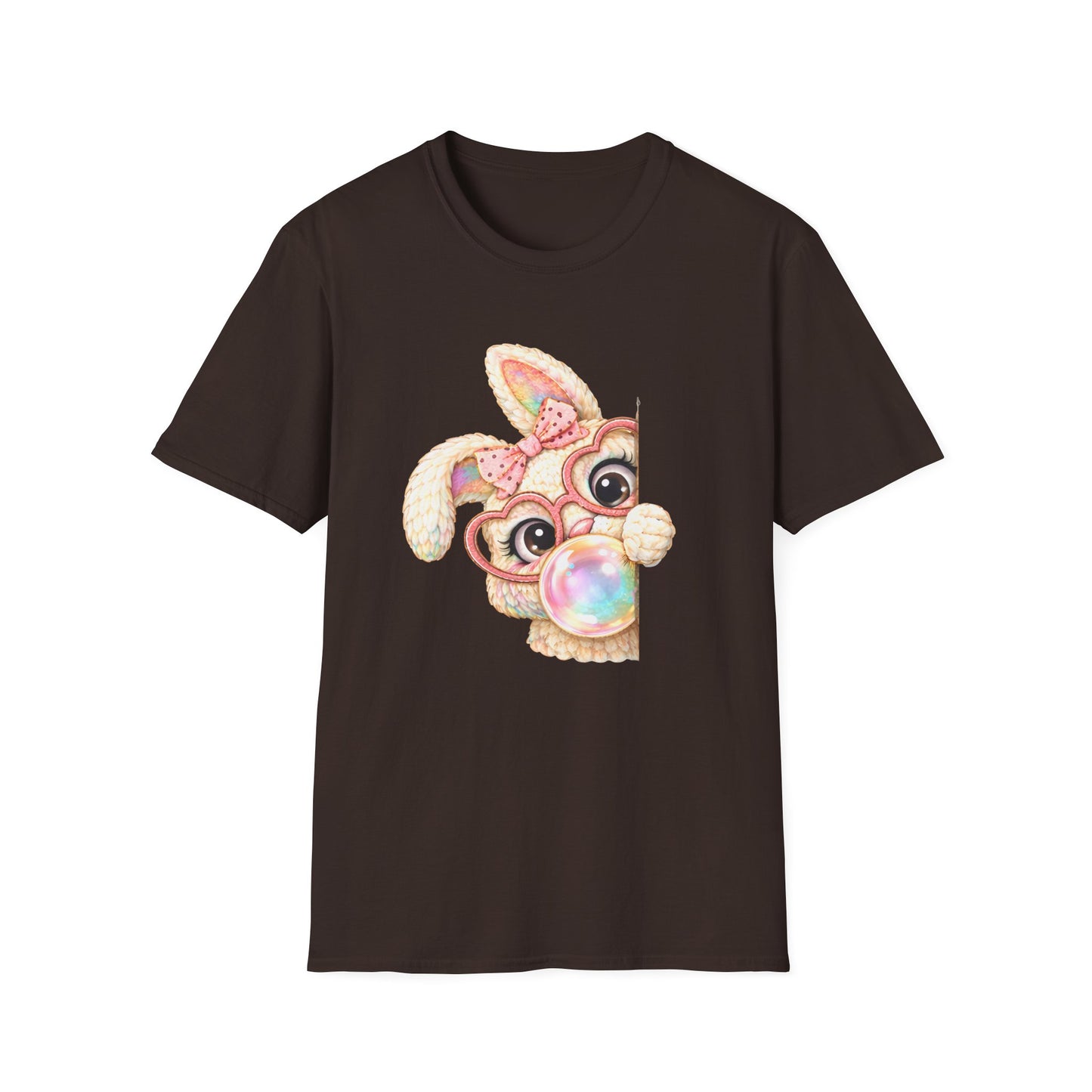 Cute Bubblegum Bunny Shirt, Peekaboo Easter Bunny Tee, Pastel Kawaii Rabbit Graphic T-Shirt, Coquette Spring Outfit, Funny Easter Shirt for Women