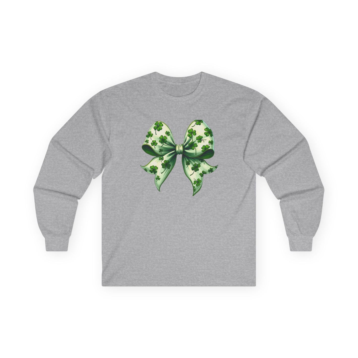 St. Patrick's Shamrock Bow Long Sleeve Tee