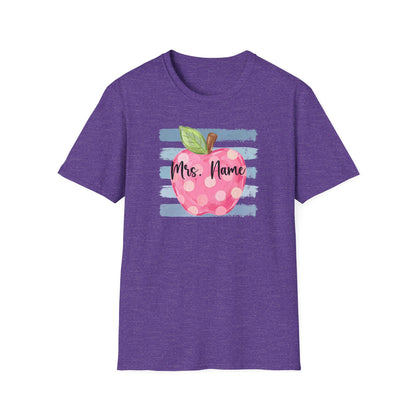 Personalized Teacher Apple Shirt | Custom Teacher Name or Grade Level T-Shirt | Back to School Teacher Tee | Cute Pink Apple Graphic Tee