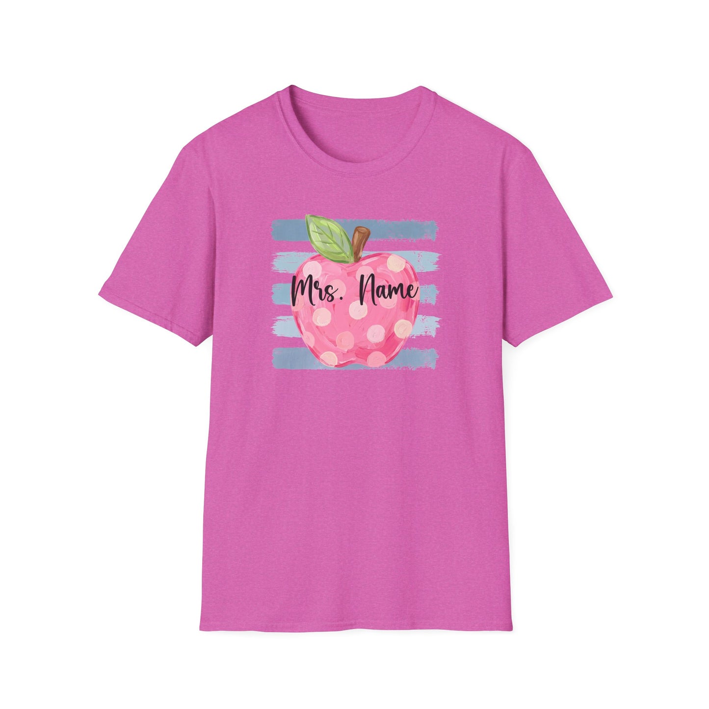 Personalized Teacher Apple Shirt | Custom Teacher Name or Grade Level T-Shirt | Back to School Teacher Tee | Cute Pink Apple Graphic Tee