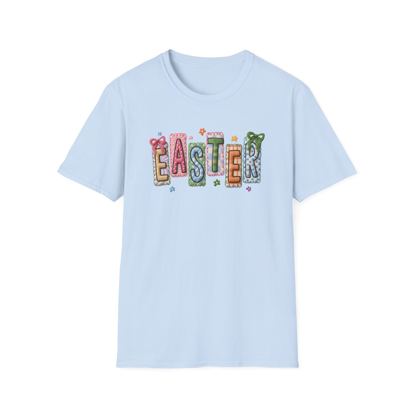 Cute Easter Shirt, Colorful Easter Letter T-Shirt, Spring Holiday Tee, Pastel Easter Outfit, Bunny Season Shirt, Easter Gift for Her