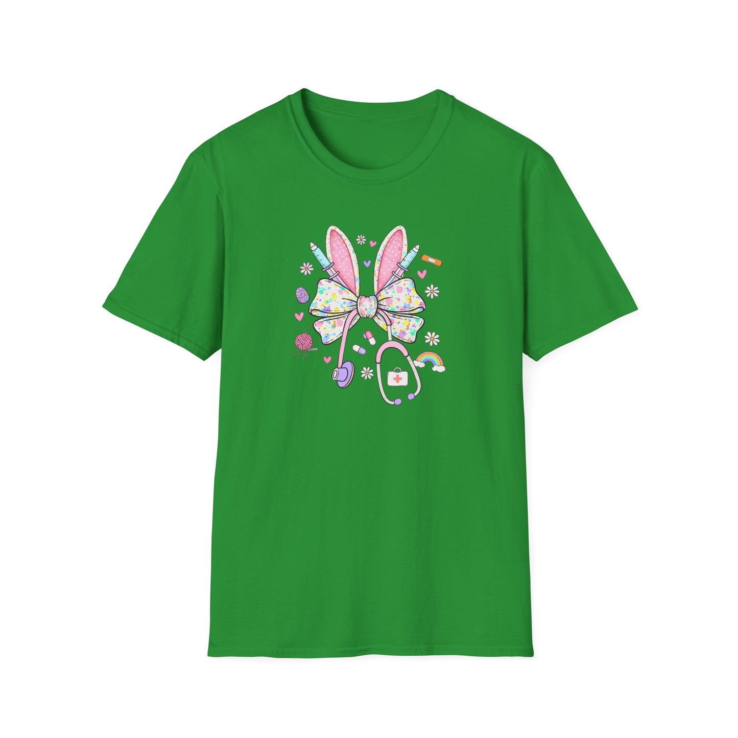 Easter Bunny Bow T-Shirt — Pastel Cute Bunny & Candy Graphic