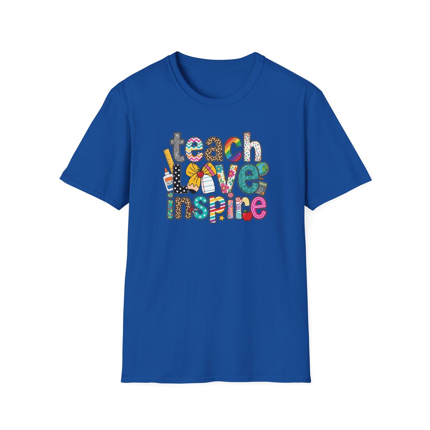 Teach Love Inspire Shirt – Cute Teacher T-Shirt – Colorful Classroom Graphic Tee – Teacher Appreciation Gift