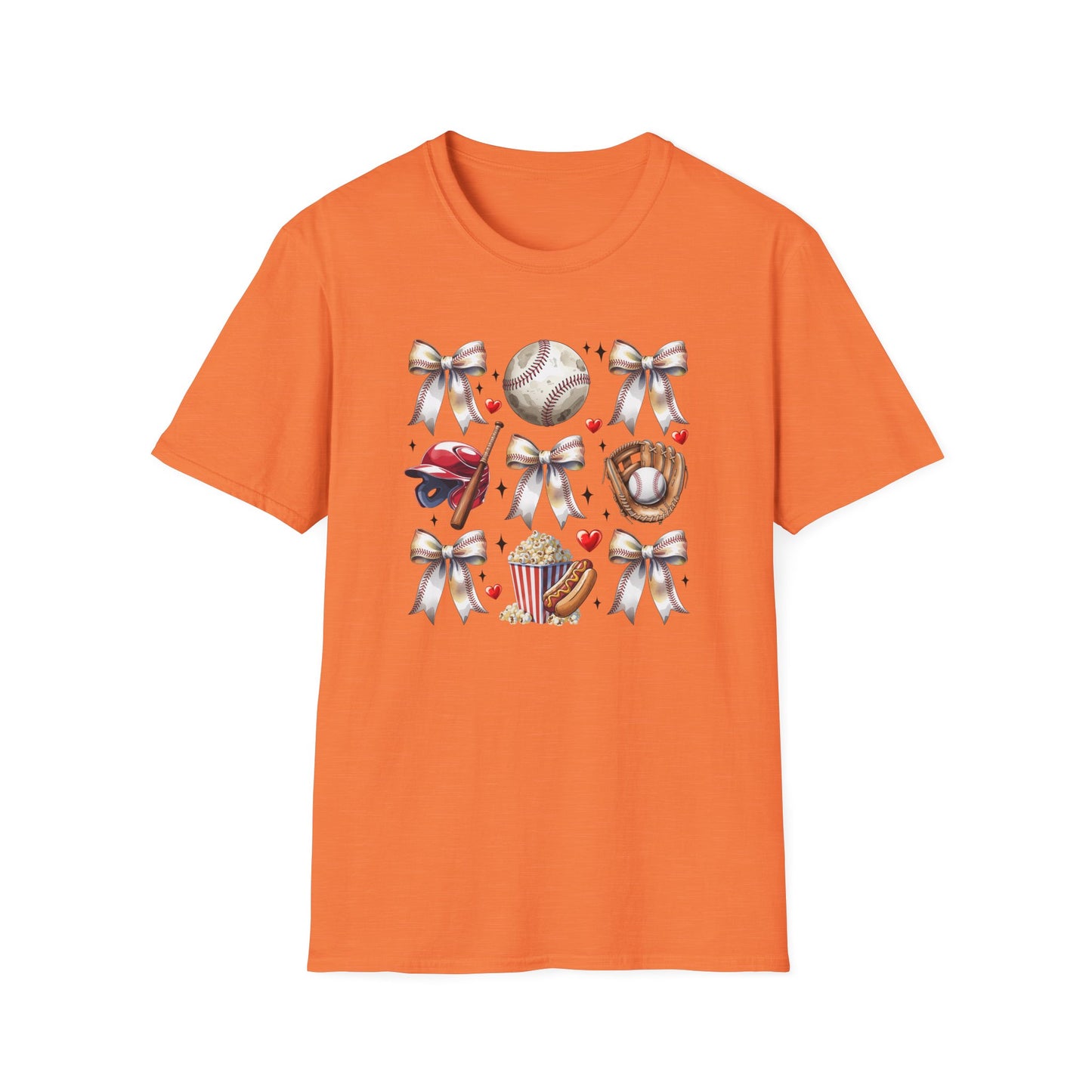 Baseball Mom Cute Gear T-Shirt — Helmet, Glove & Popcorn Sports Design
