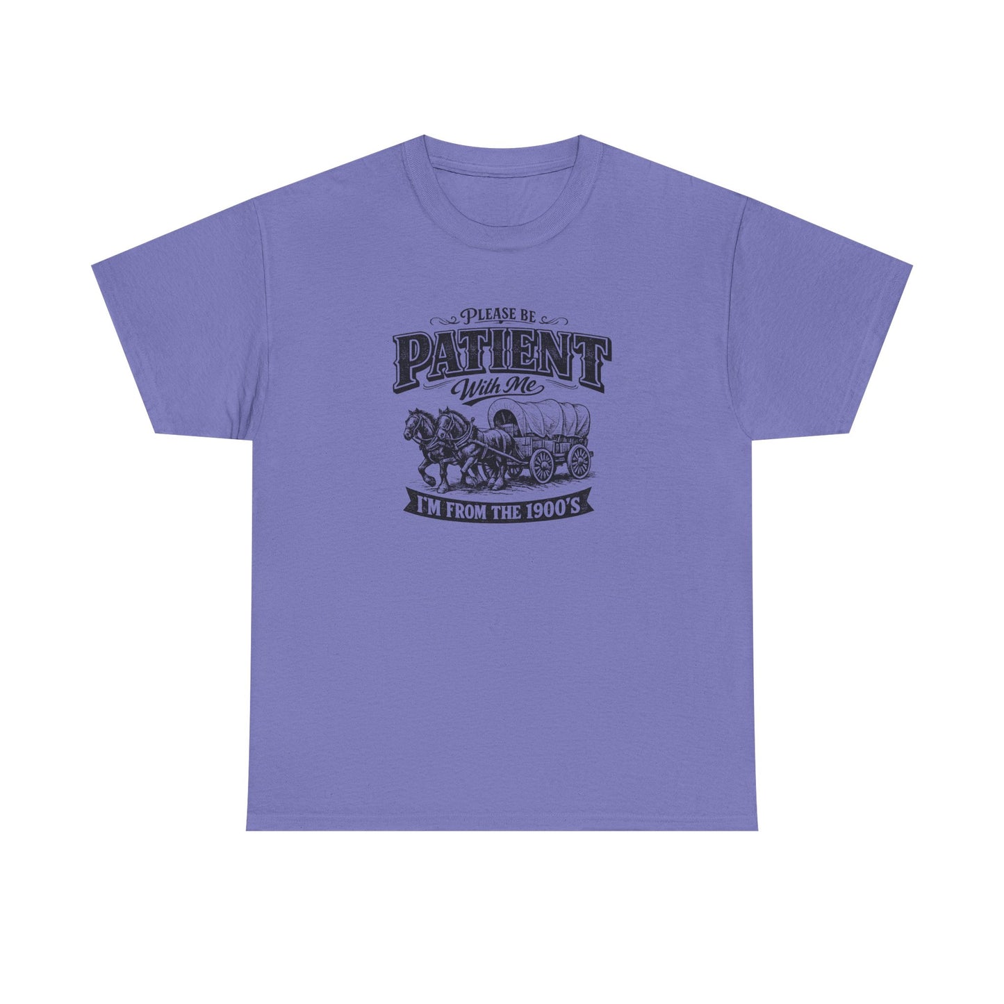 Please Be Patient With Me T-Shirt – Funny Vintage Wagon Graphic Tee, Western Humor Shirt