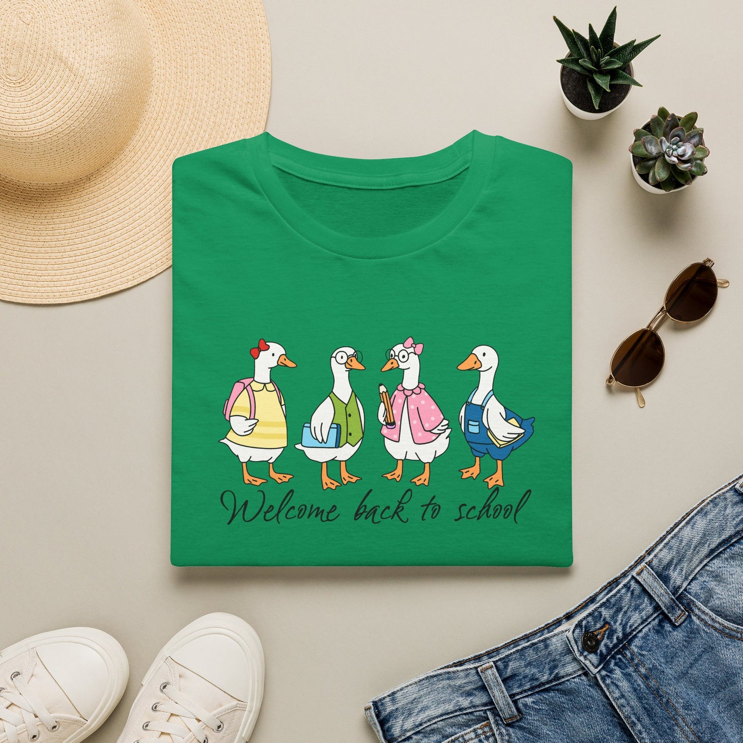 Back to School Ducklings T-Shirt — "Welcome back to school"