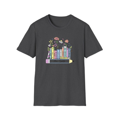 Custom Name Floral Book T-Shirt – Mrs. Custom Pencil Tee