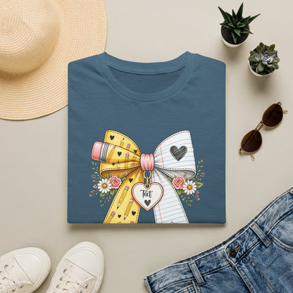 Personalized Teacher Bow Shirt | Custom Teacher Name Heart Tee
