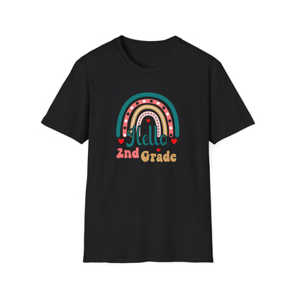 Hello 2nd Grade Rainbow T-Shirt – Back to School Teacher & Student Tee