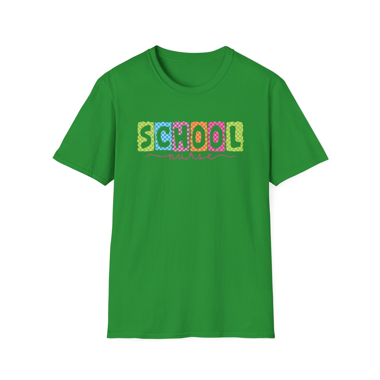 School Nurse T-Shirt — Colorful Block Letters Design
