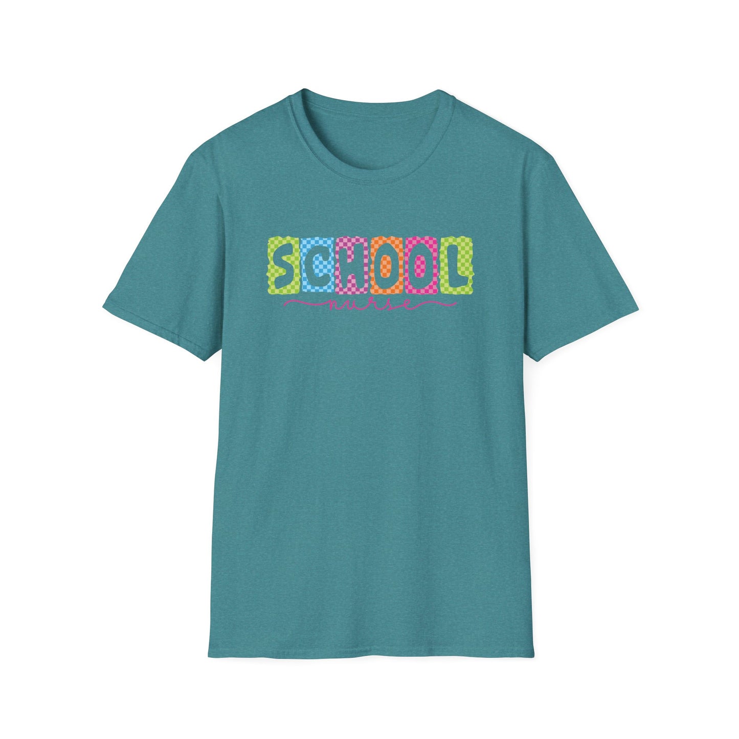 School Nurse T-Shirt — Colorful Block Letters Design