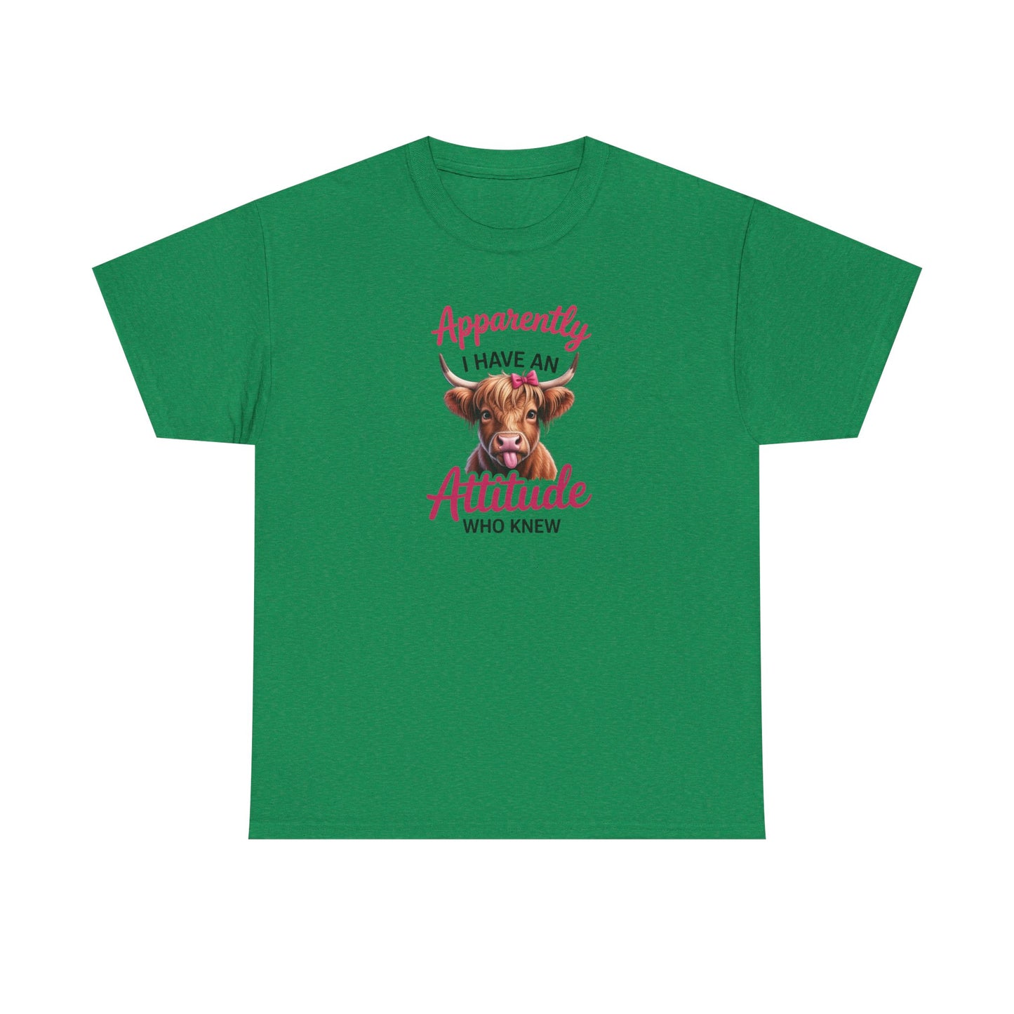 Funny Cow Shirt – “Apparently I Have An Attitude Who Knew” – Cute Highland Cow Tee – Sassy Cowgirl Graphic Shirt