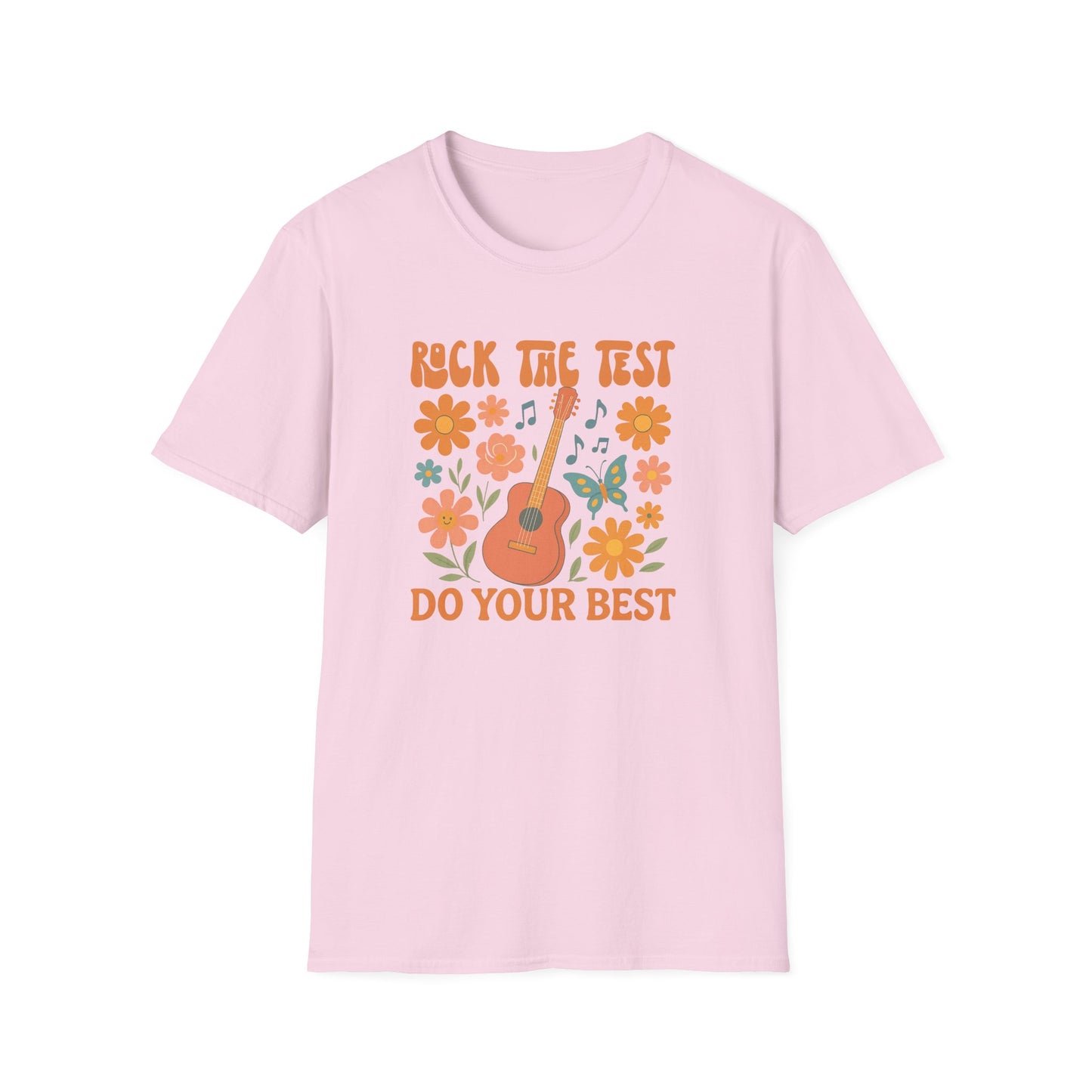 Rock the Test Guitar T‑Shirt — Do Your Best Retro Floral Tee - State Testing Teacher Tee