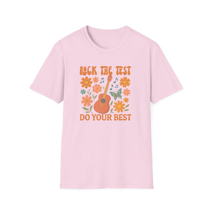 Rock the Test Guitar T‑Shirt — Do Your Best Retro Floral Tee - State Testing Teacher Tee
