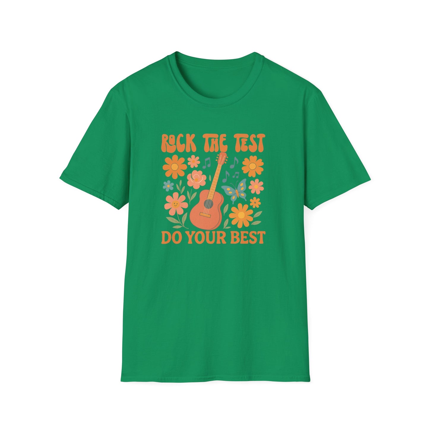 Rock the Test Guitar T‑Shirt — Do Your Best Retro Floral Tee - State Testing Teacher Tee