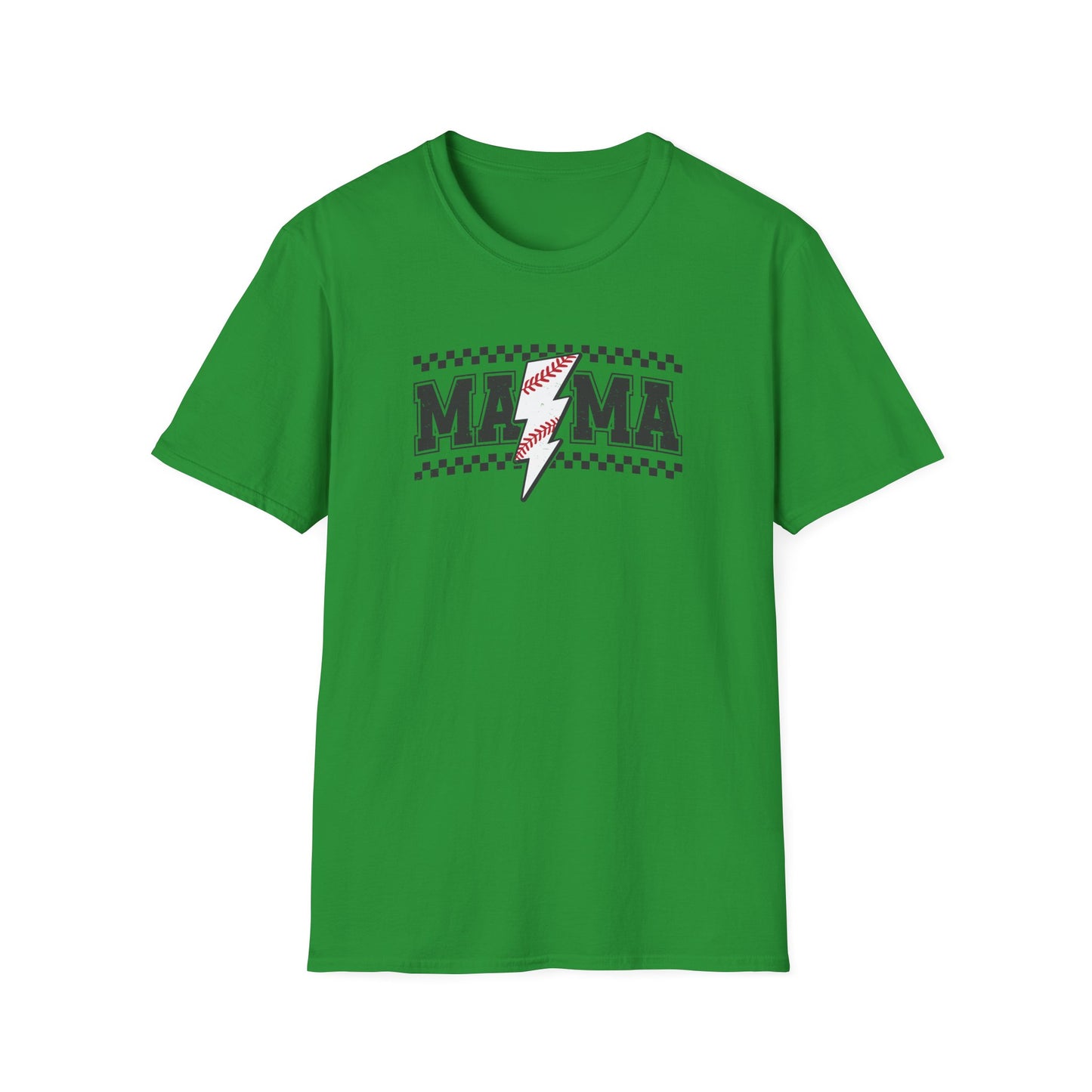Baseball Mama Lightning Bolt Shirt – Trendy Game Day Sports Mom Tee | Vintage Checkered Baseball Mom Graphic T-Shirt