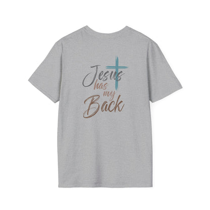 Jesus Has My Back Tee — Christian Cross Heart Graphic T-Shirt
