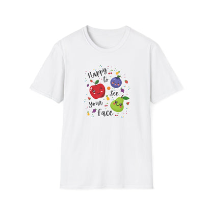 Cute Kawaii Fruit Shirt – Smiling Apple Pear Blueberry Tee