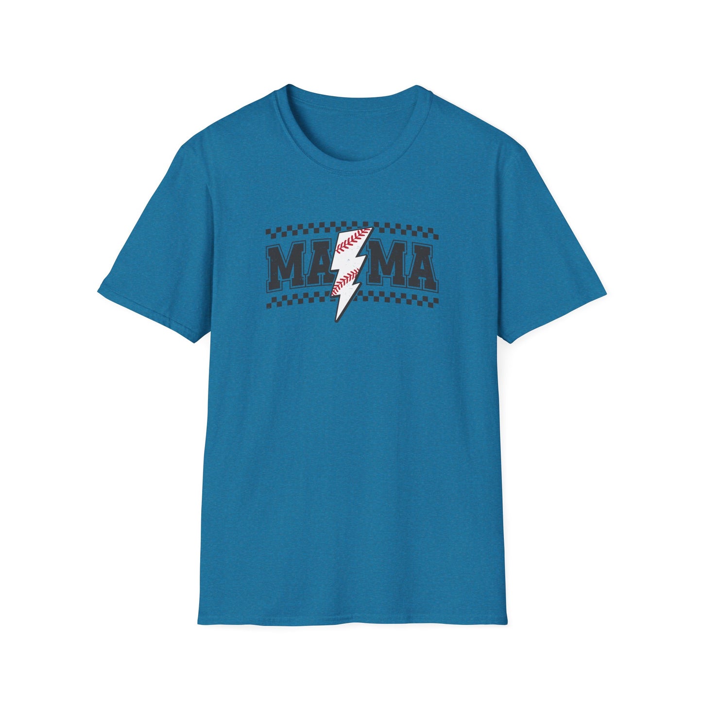 Baseball Mama Lightning Bolt Shirt – Trendy Game Day Sports Mom Tee | Vintage Checkered Baseball Mom Graphic T-Shirt