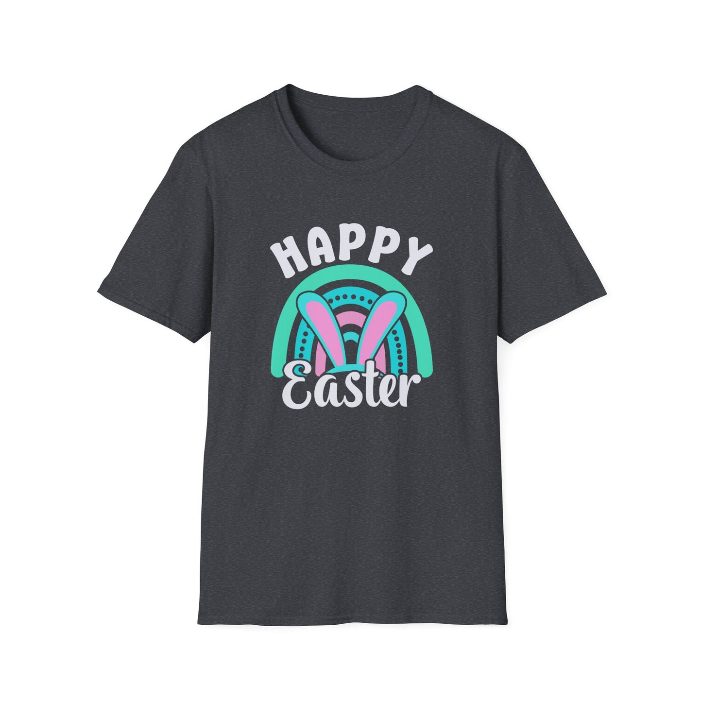 Happy Easter Bunny Shirt, Pastel Easter Rainbow Tee, Cute Spring Graphic T-Shirt, Bunny Ears Easter Outfit, Women’s Easter Shirt, Soft Pastel Holiday Tee