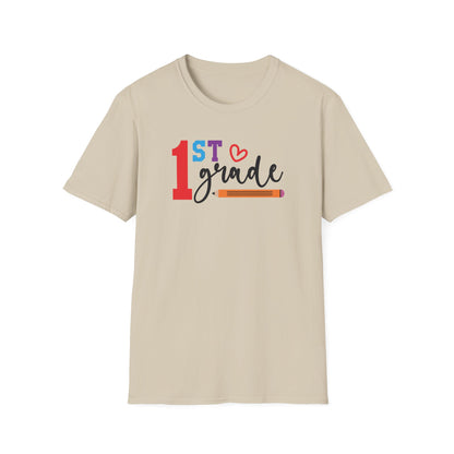 1st Grade Teacher Shirt | Back to School Teacher Tee | First Grade Graphic T-Shirt | Cute Classroom Shirt | Gildan 64000 Softstyle Tee