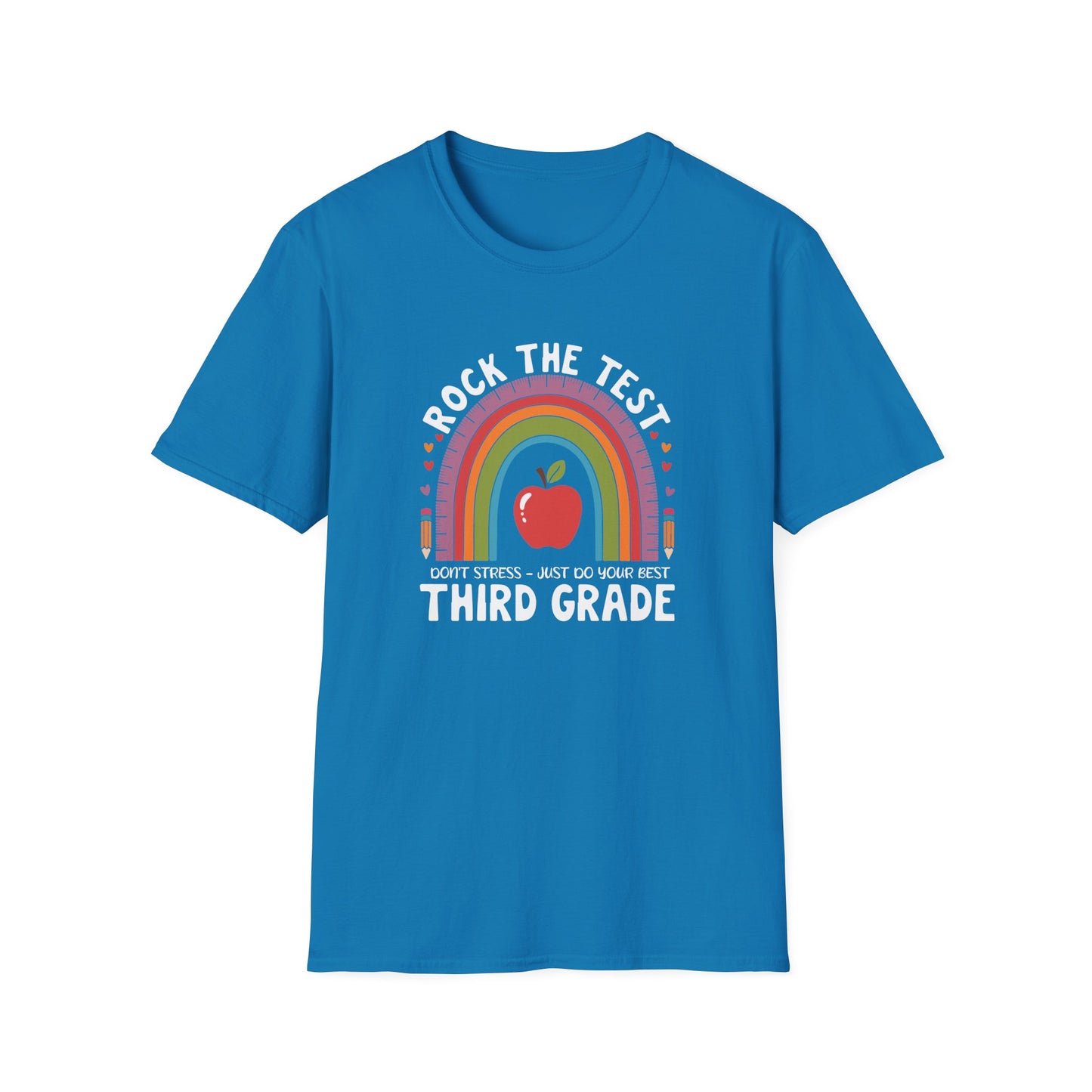 3rd Grade State Testing Teacher Shirt – “Rock The Test - Third Grade” Graphic Tee, Cute Educator T-Shirt, Funny Classroom Apparel
