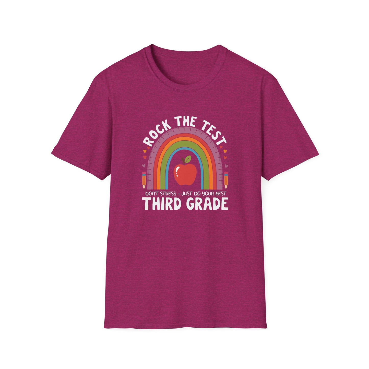 3rd Grade State Testing Teacher Shirt – “Rock The Test - Third Grade” Graphic Tee, Cute Educator T-Shirt, Funny Classroom Apparel