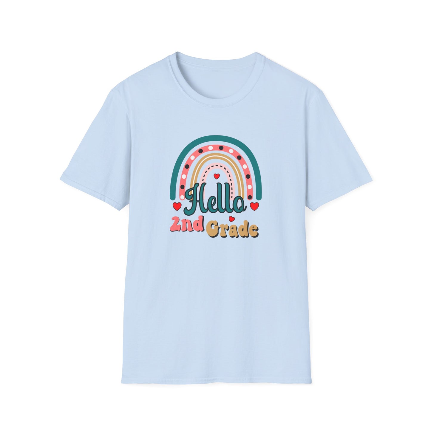 Hello 2nd Grade Rainbow T-Shirt – Back to School Teacher & Student Tee