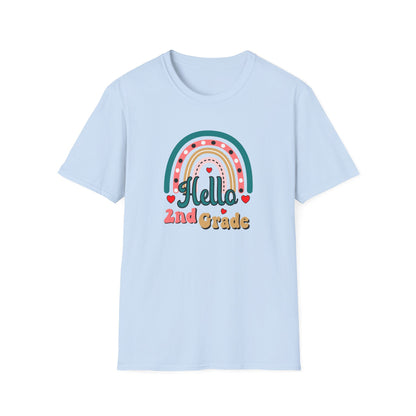 Hello 2nd Grade Rainbow T-Shirt – Back to School Teacher & Student Tee