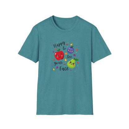 Cute Kawaii Fruit Shirt – Smiling Apple Pear Blueberry Tee