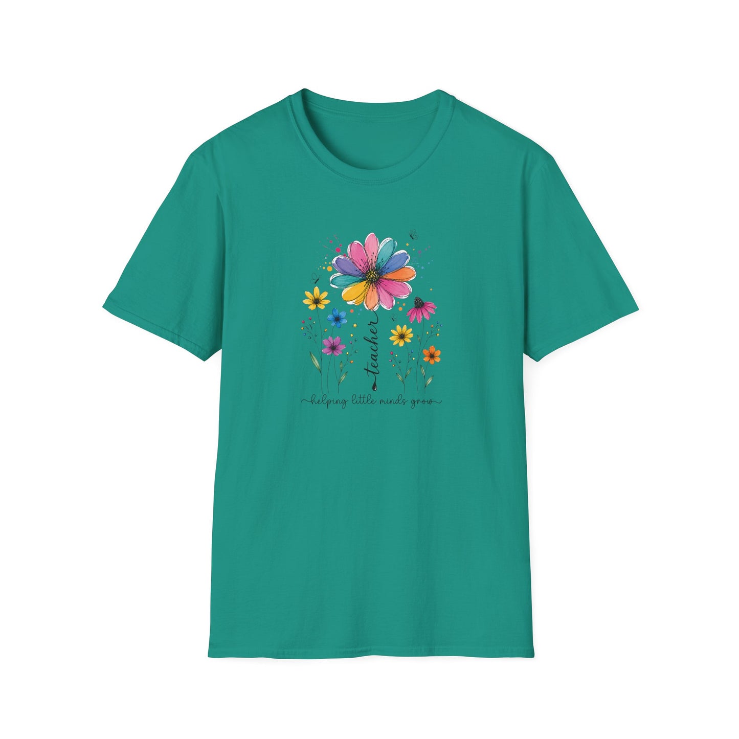 Helping Little Minds Grow Teacher Shirt | Floral Teacher Tee | Colorful Wildflower Teacher Shirt