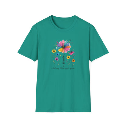 Helping Little Minds Grow Teacher Shirt | Floral Teacher Tee | Colorful Wildflower Teacher Shirt