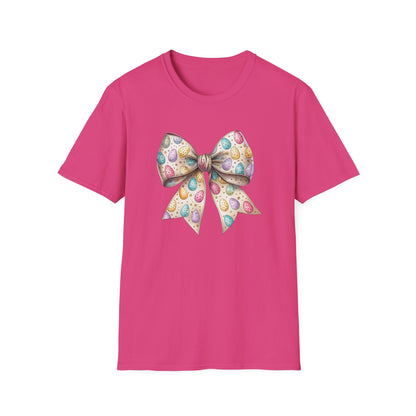 Pastel Easter Bow Shirt, Cute Spring Graphic Tee, Easter Egg Ribbon T-Shirt, Coquette Easter Outfit, Soft Aesthetic Bunny Season Tee, Women’s Spring Gift