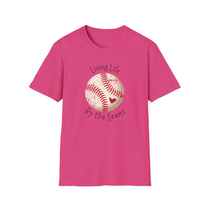 Living Life By The Seams Baseball Shirt, Cute Baseball Mom Tee, Softball Lover Graphic Tee, Game Day Shirt, Baseball Gift for Women, Sports Fan T-Shirt