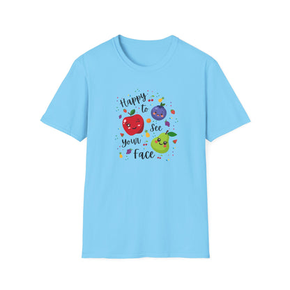 Cute Kawaii Fruit Shirt – Smiling Apple Pear Blueberry Tee