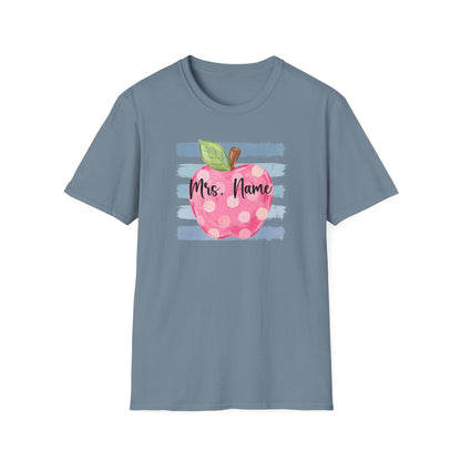 Personalized Teacher Apple Shirt | Custom Teacher Name or Grade Level T-Shirt | Back to School Teacher Tee | Cute Pink Apple Graphic Tee