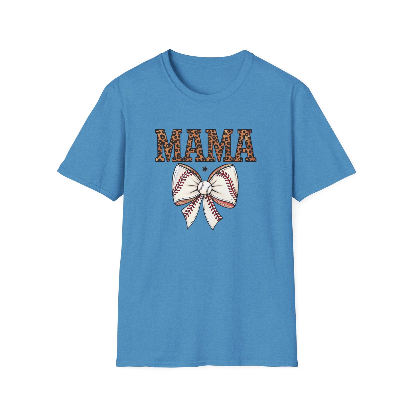 Leopard Baseball Mama Bow Shirt – Cute Coquette Style Sports Mom Tee | Trendy Game Day Baseball Mom Graphic T-Shirt