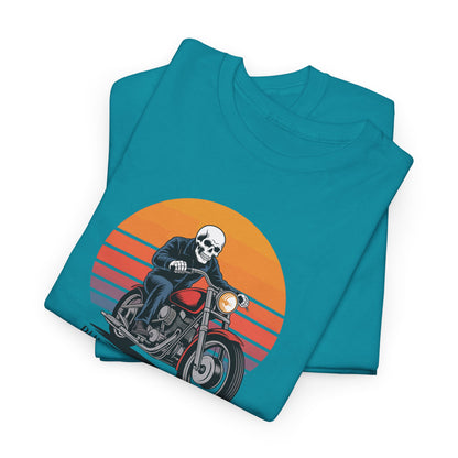 Skeleton Biker T-Shirt – “Rules Don’t Apply” Motorcycle Graphic Tee Vintage Style