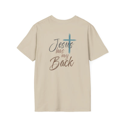Jesus Has My Back Tee — Christian Cross Heart Graphic T-Shirt