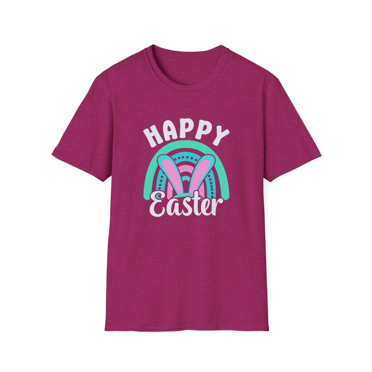Happy Easter Bunny Shirt, Pastel Easter Rainbow Tee, Cute Spring Graphic T-Shirt, Bunny Ears Easter Outfit, Women’s Easter Shirt, Soft Pastel Holiday Tee