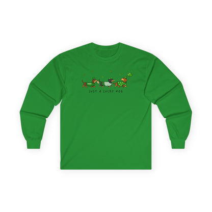 Long Sleeve Tee — 'Just a Lanky Dog' Dachshund St. Patrick's Day Graphic